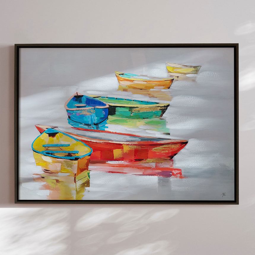 Håndlavet maleri med sort ramme - Floating Memories - Mixed media