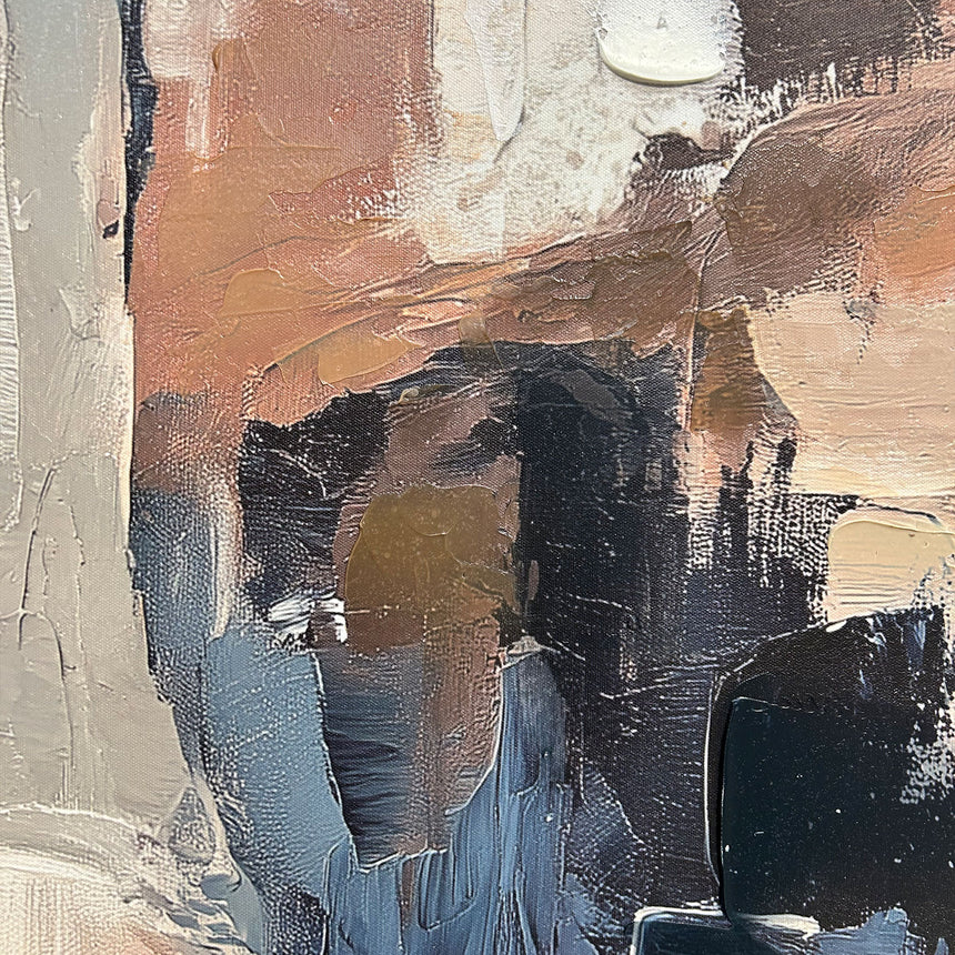 Håndlavet maleri med sort ramme - Layers of Stillness - Mixed media