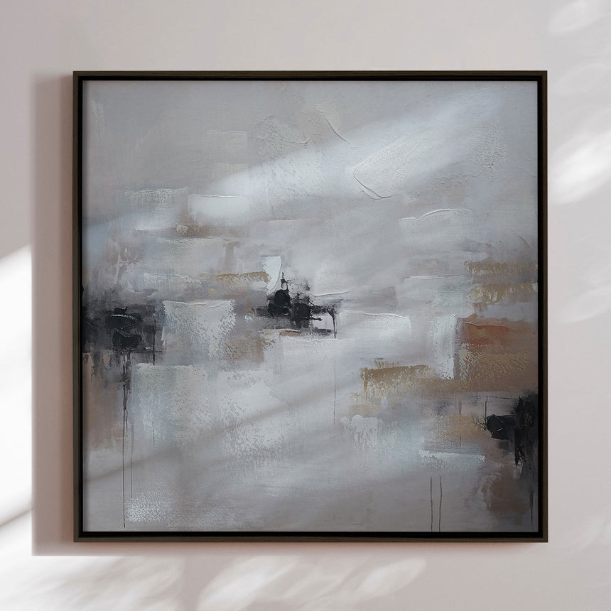Håndlavet maleri med sort ramme - Fragments of Calm II - Mixed media