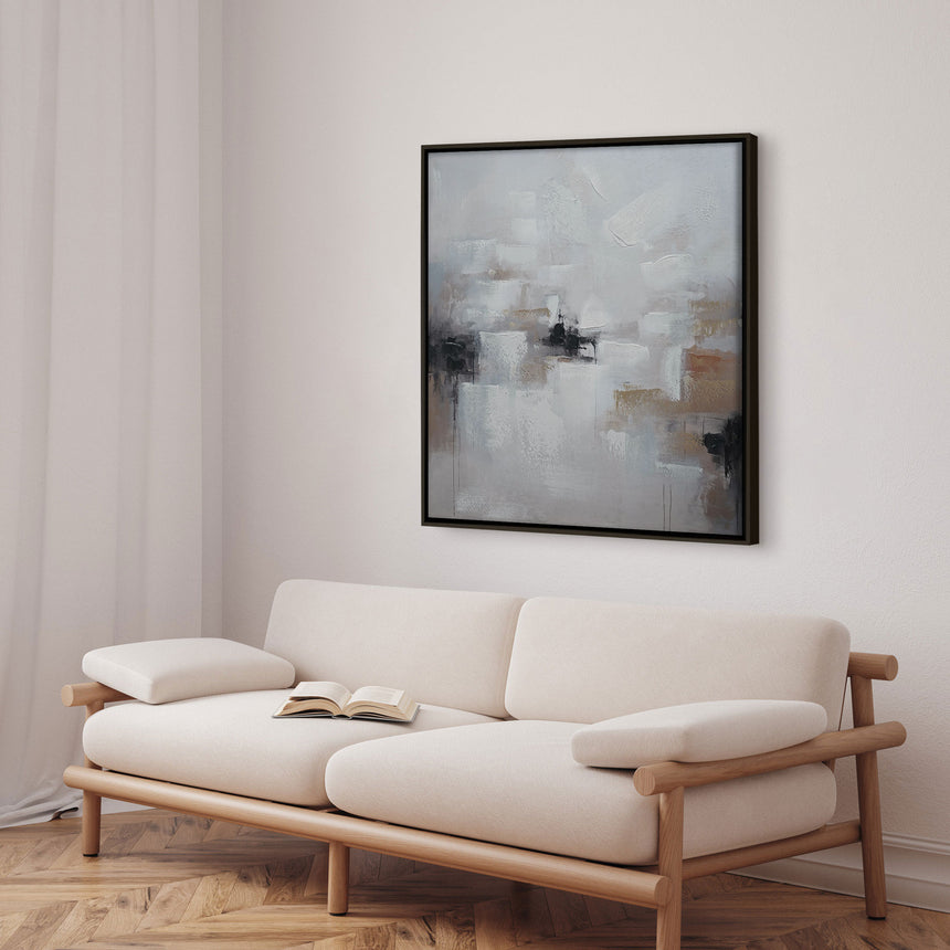 Håndlavet maleri med sort ramme - Fragments of Calm II - Mixed media