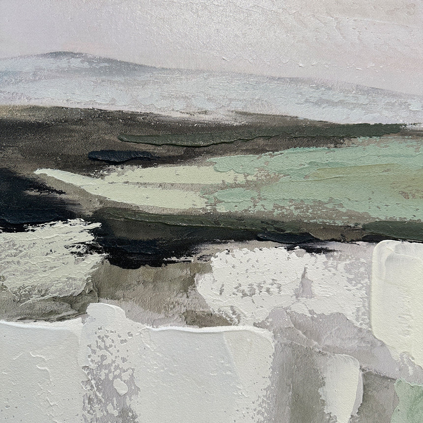 Håndlavet maleri med sort ramme - Faded Shoreline II - Mixed media