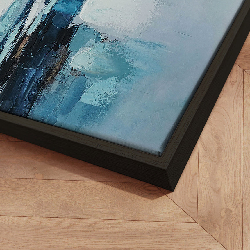 Håndlavet maleri med sort ramme - Waves of Air II - Mixed media