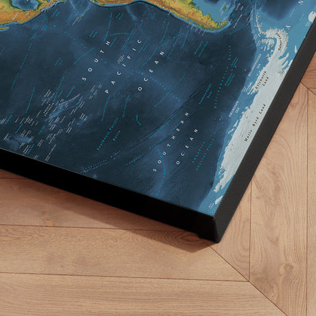 Verdenskort - Cobalt - Lærredstryk - Incado