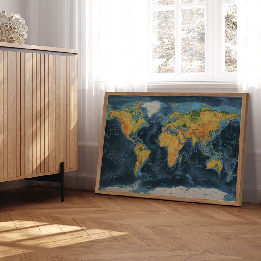 Verdenskort - Cobalt - Plakat - Incado