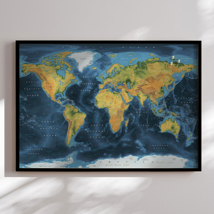 Verdenskort med sort ramme - Cobalt - Opslagstavle - Incado