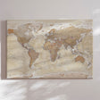 Verdenskort - Sand - Lærredstryk - Incado