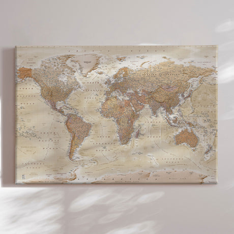 Verdenskort - Sand - Lærredstryk - Incado