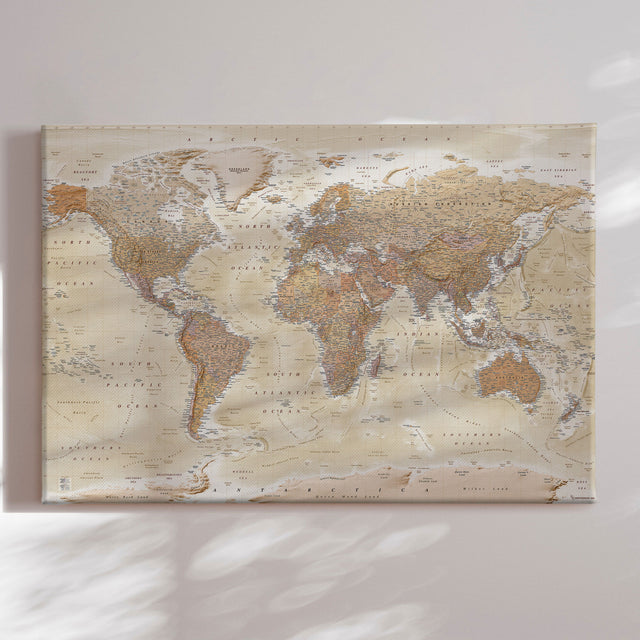 Verdenskort - Sand - Lærredstryk - Incado