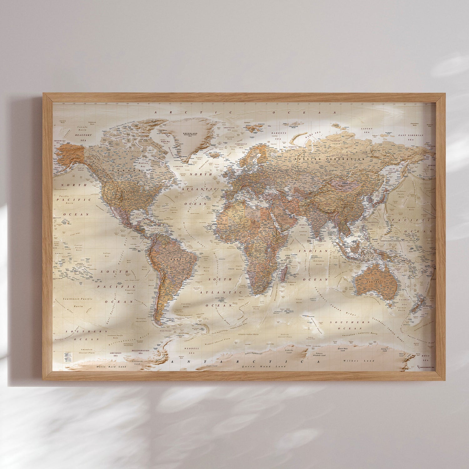 Verdenskort - Sand - Plakat - Incado