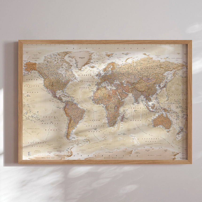 Verdenskort - Sand - Plakat - Incado