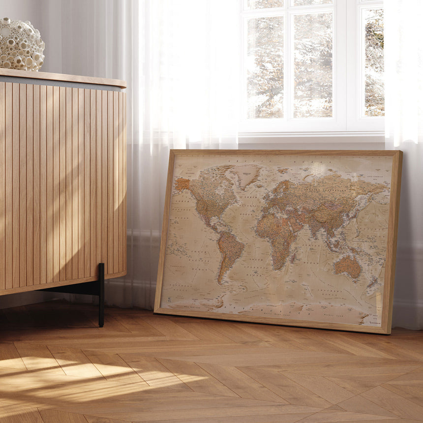 Verdenskort - Sand - Plakat - Incado