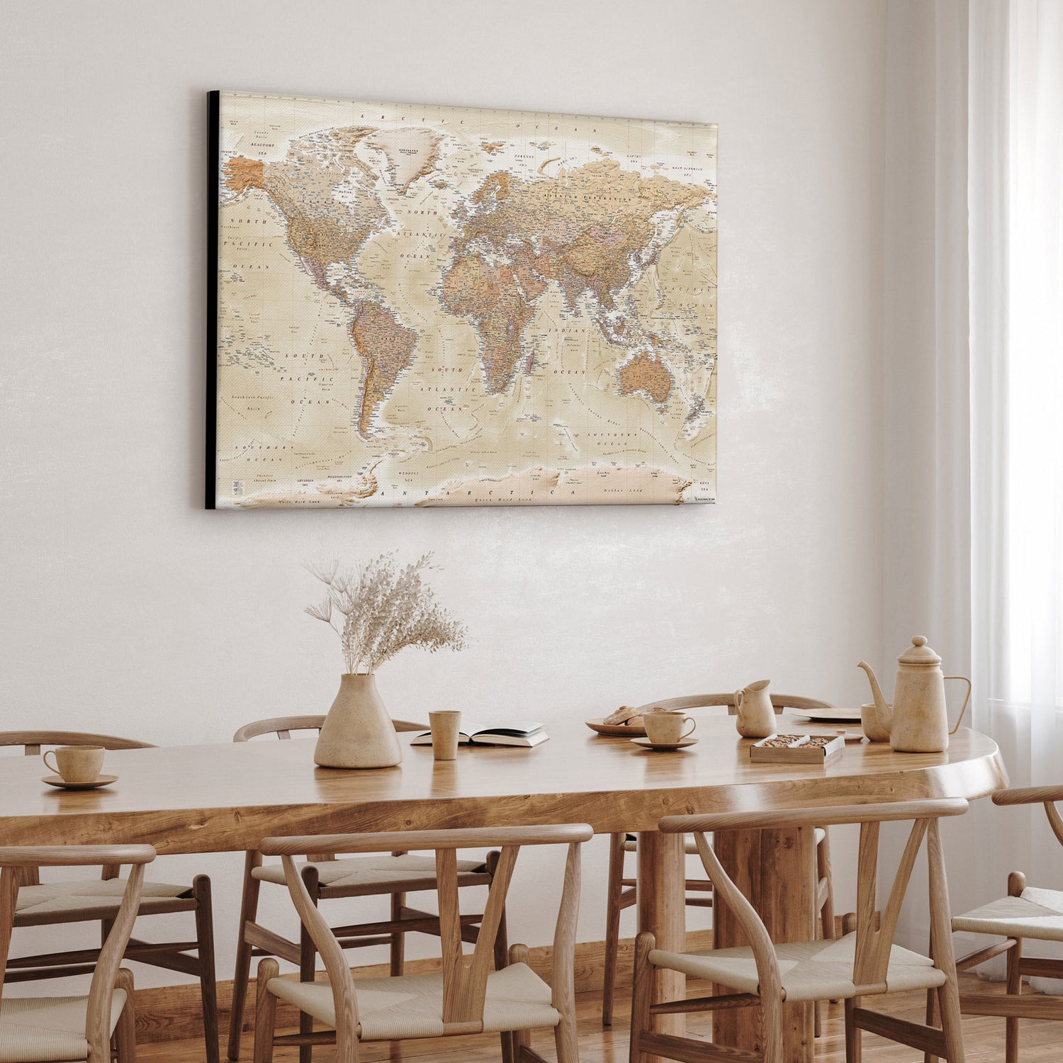 Verdenskort - Sand - Lærredstryk - Incado