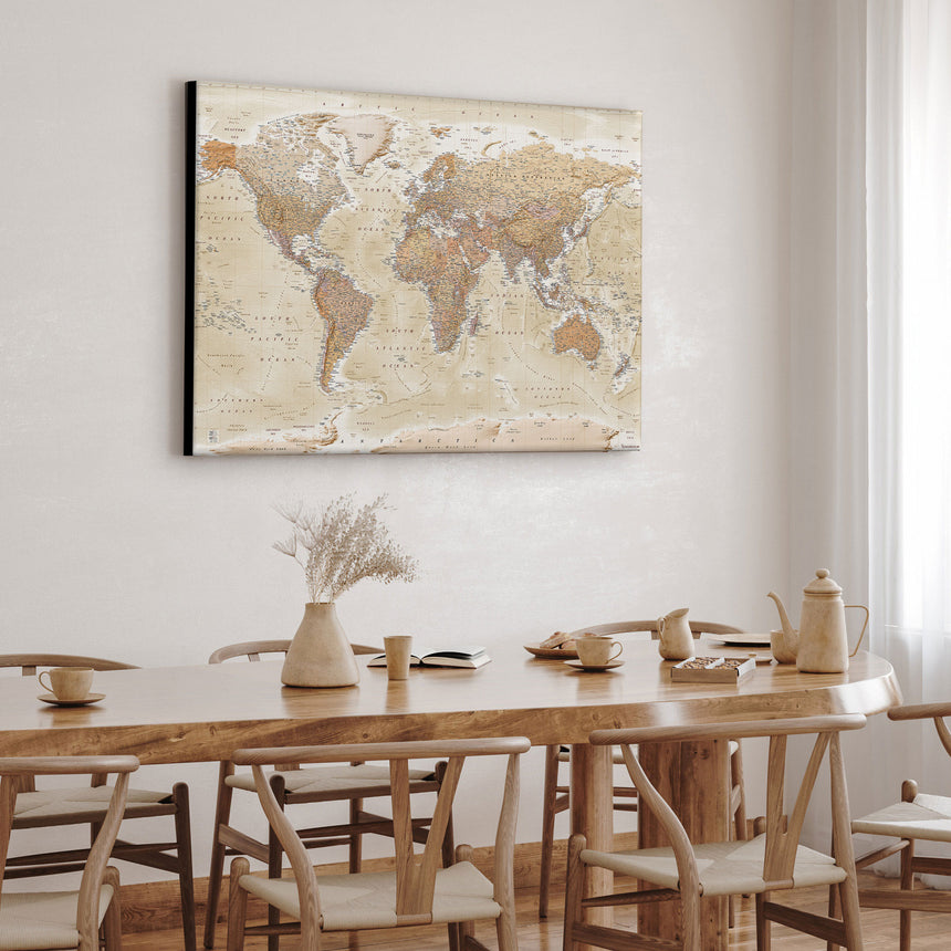 Verdenskort - Sand - Lærredstryk - Incado