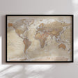 Verdenskort med sort ramme - Sand - Opslagstavle - Incado