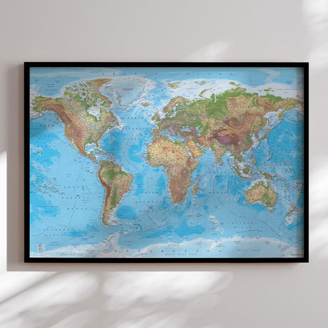 Verdenskort i sort ramme - Clarity - Plakat - Incado