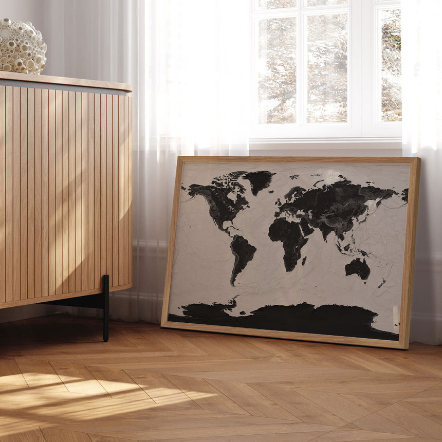 Verdenskort - Grey Current - Plakat - Incado