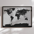Verdenskort med sort ramme - Grey Current - Opslagstavle - Incado