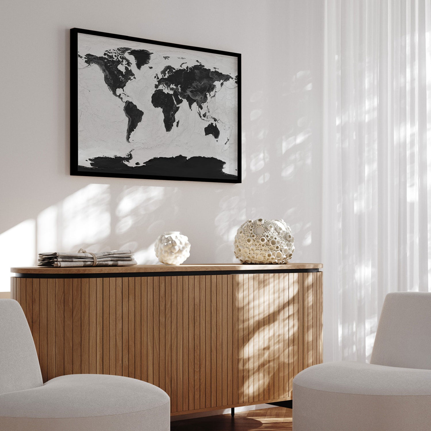 Verdenskort med sort ramme - Grey Current - Opslagstavle - Incado
