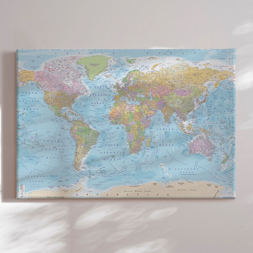 Verdenskort - Political - Lærredstryk - Incado