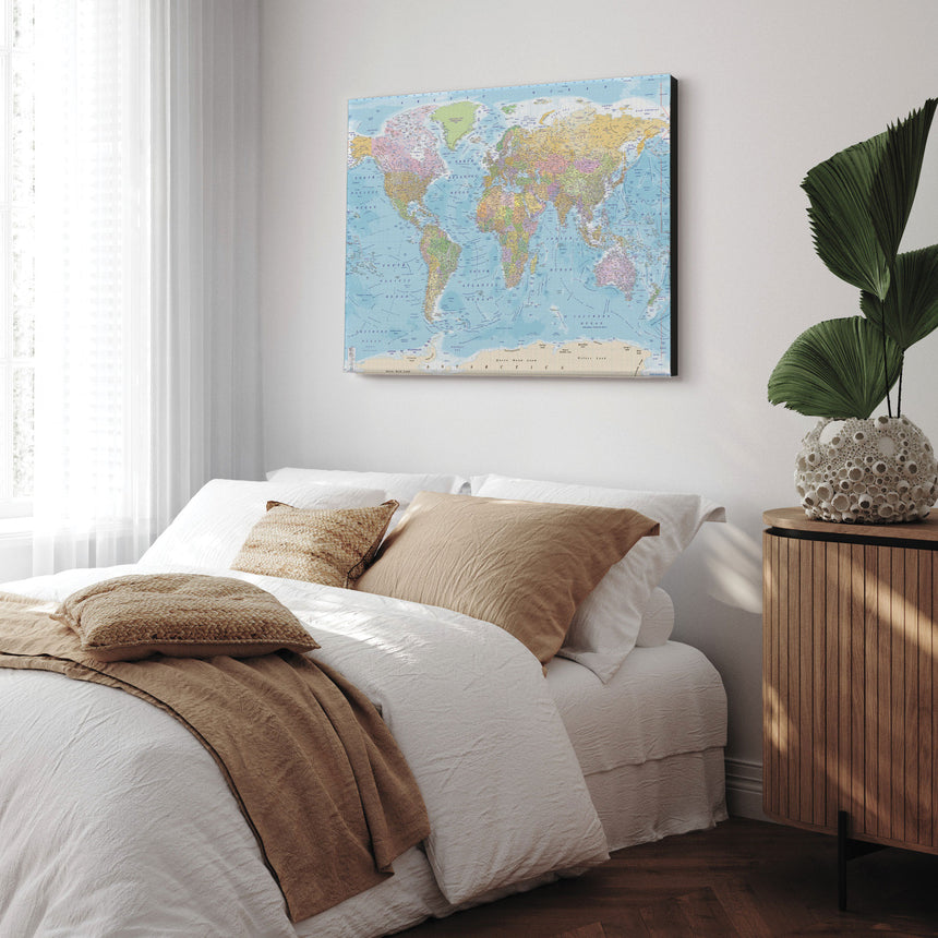 Verdenskort - Political - Lærredstryk - Incado