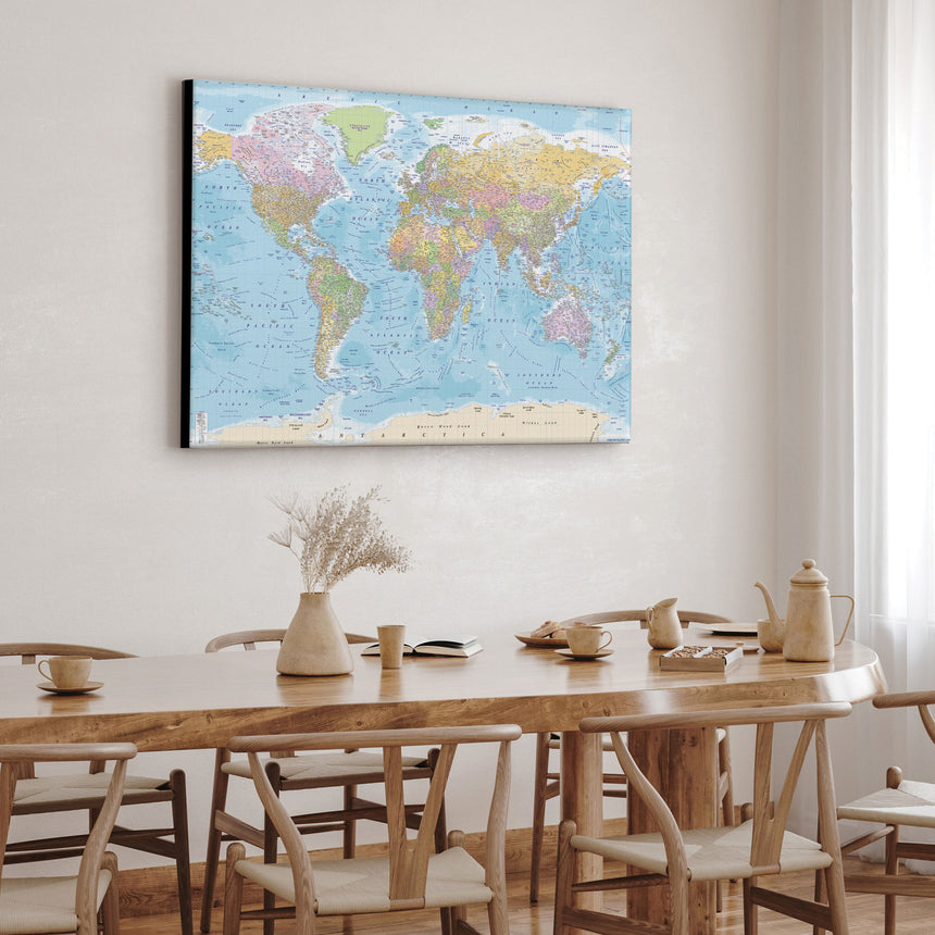 Verdenskort - Political - Lærredstryk - Incado