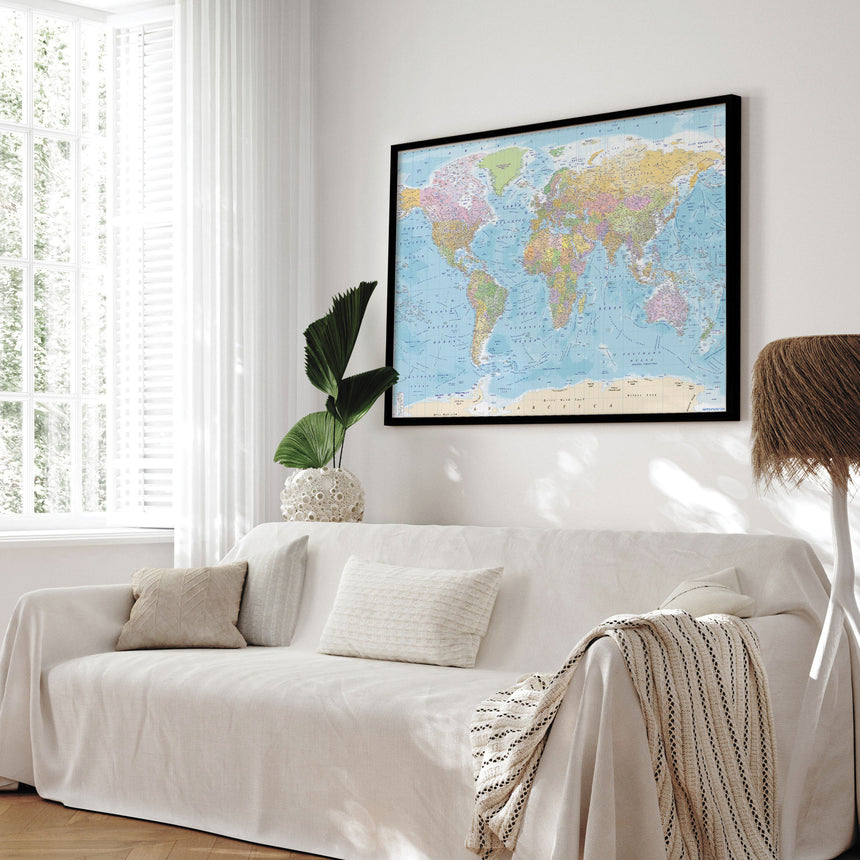 Verdenskort i sort ramme - Political - Opslagstavle - Incado