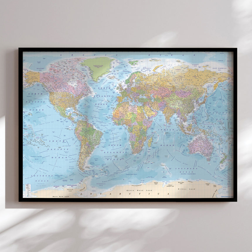 Verdenskort i sort ramme - Politcal - Plakat - Incado