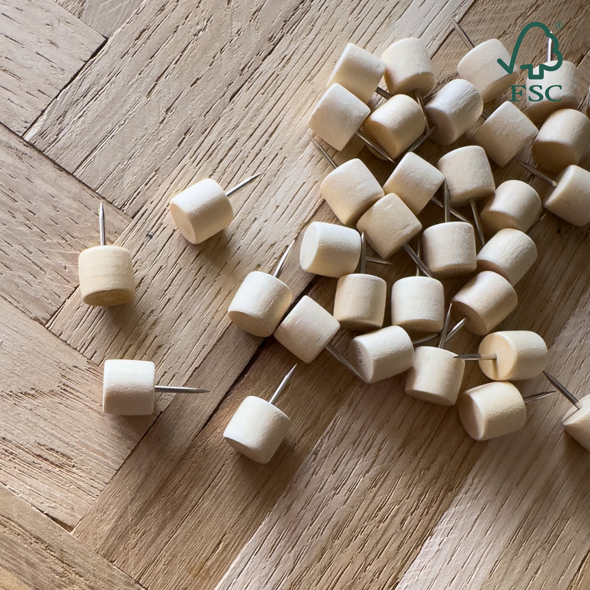 Cylinder tegnestift i træ - 50 stk