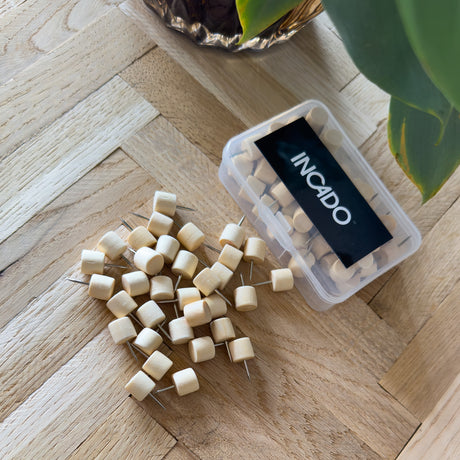 Cylinder tegnestift i træ - 50 stk - Incado