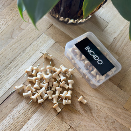 Klassisk tegnestift i træ - 50 stk - Incado