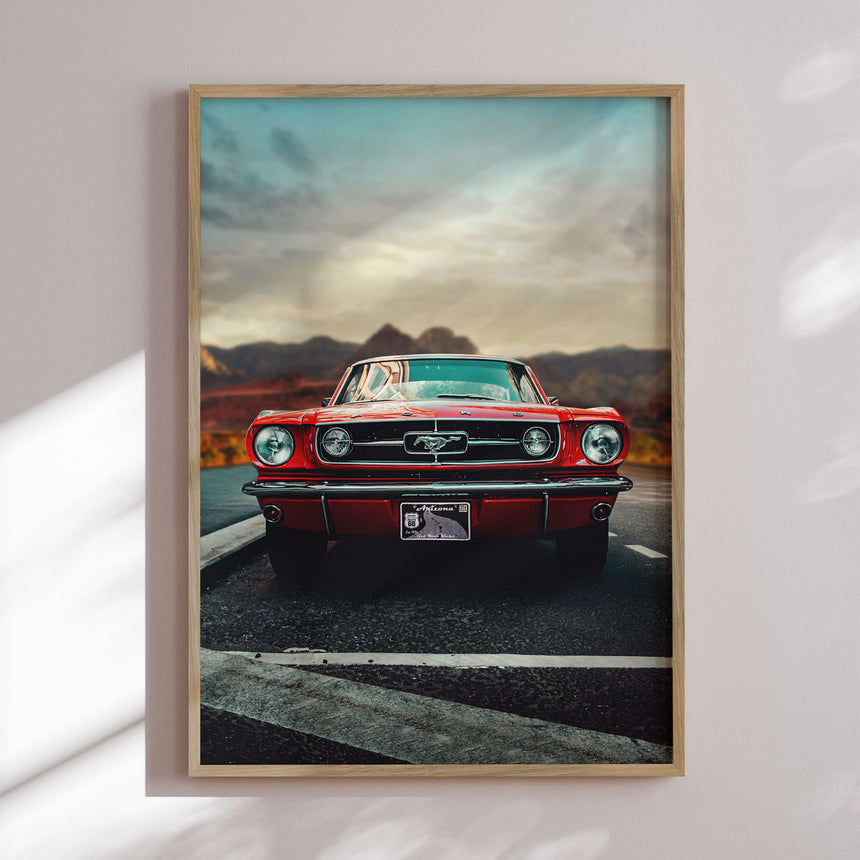 Plakat - Classic Red Car - Fadil Roze