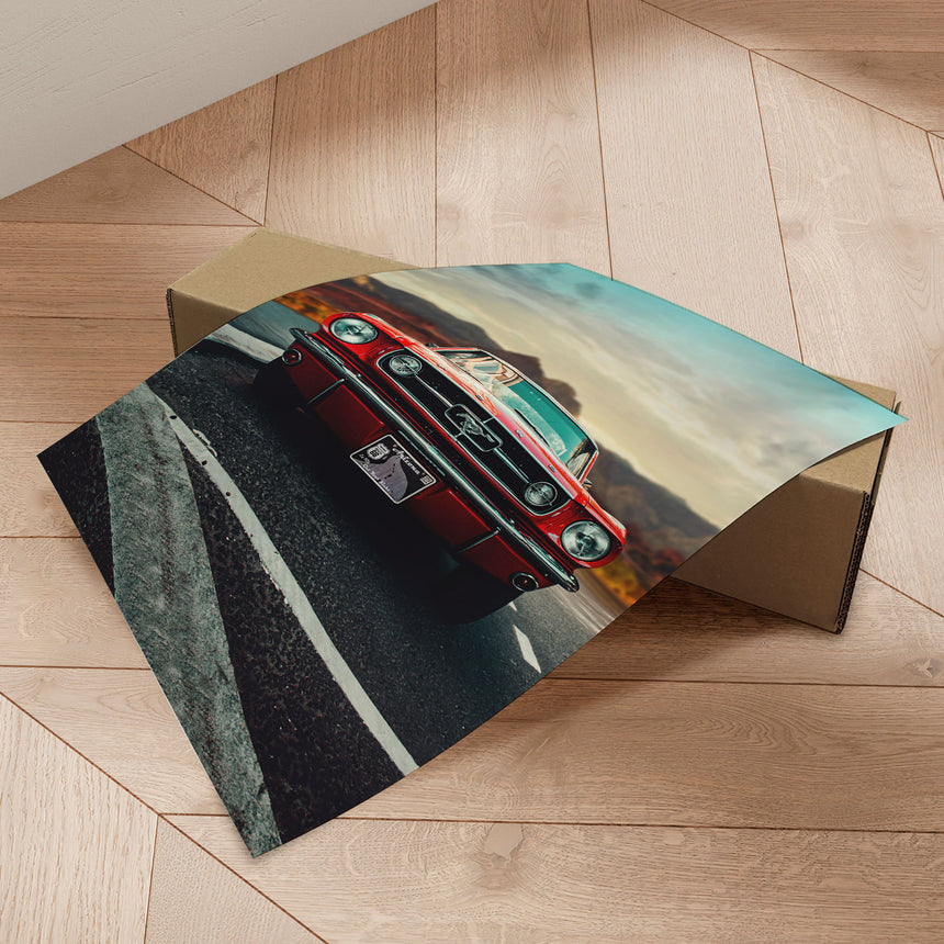 Plakat - Classic Red Car - Fadil Roze