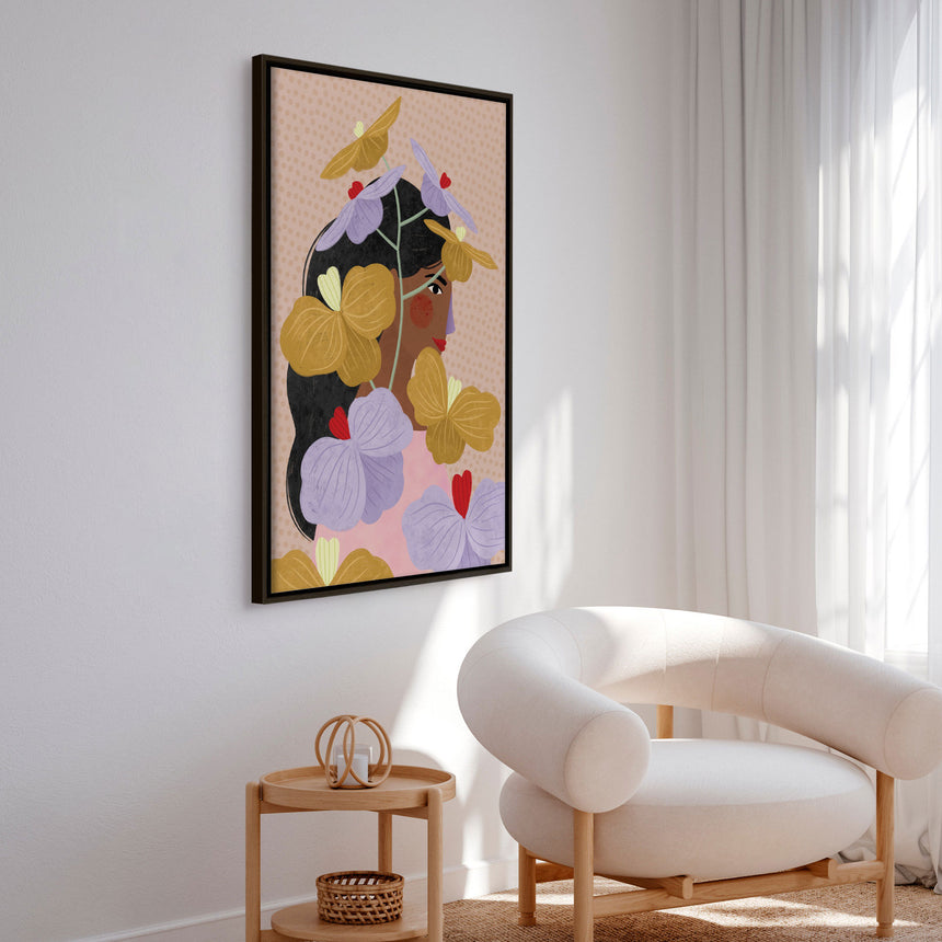 Lærredstryk - Hidden Behind Yellow Purple Flowers - Bea Müller