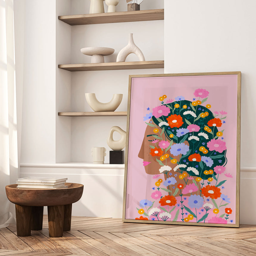 Plakat - Colorful Flower Lady - Bea Müller
