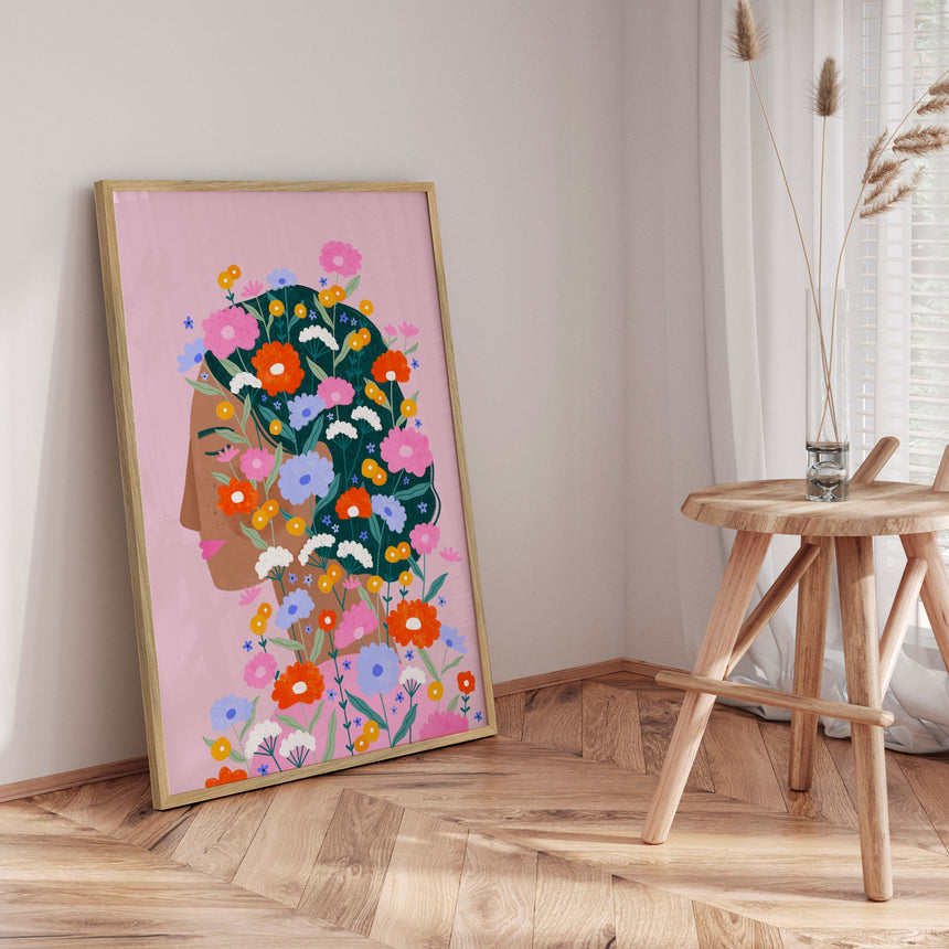 Plakat - Colorful Flower Lady - Bea Müller