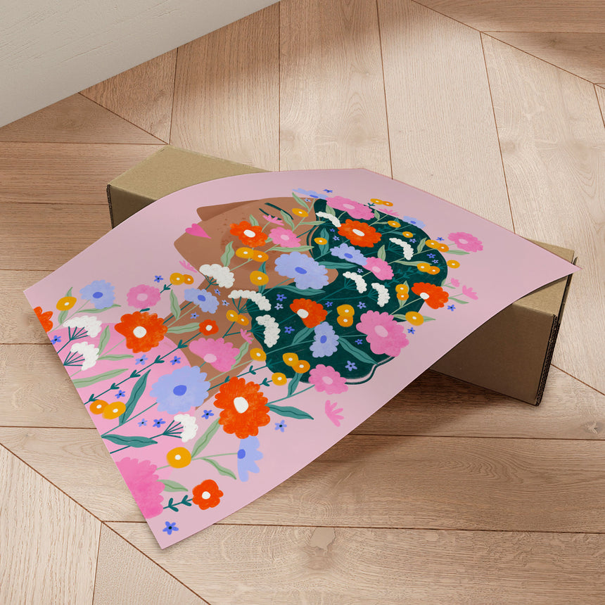 Plakat - Colorful Flower Lady - Bea Müller