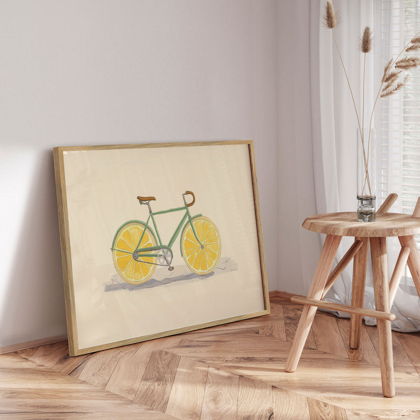 Plakat - Bicycle with Lemon Wheels - Melloi Art Prints - Incado
