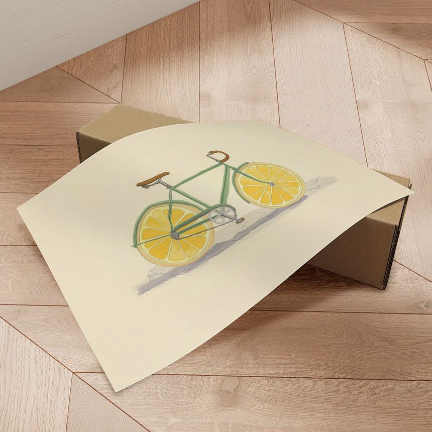 Plakat - Bicycle with Lemon Wheels - Melloi Art Prints - Incado