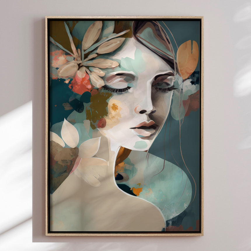 Lærredstryk - Woman Portrait with Closed Eyes - Bella Eve