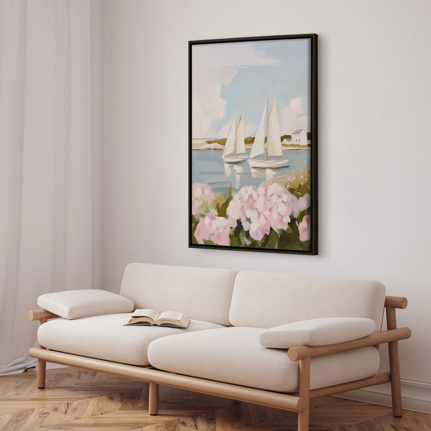 Håndlavet maleri med ramme - Nantucket Sails - Kathrin Pienaar - Mixed media