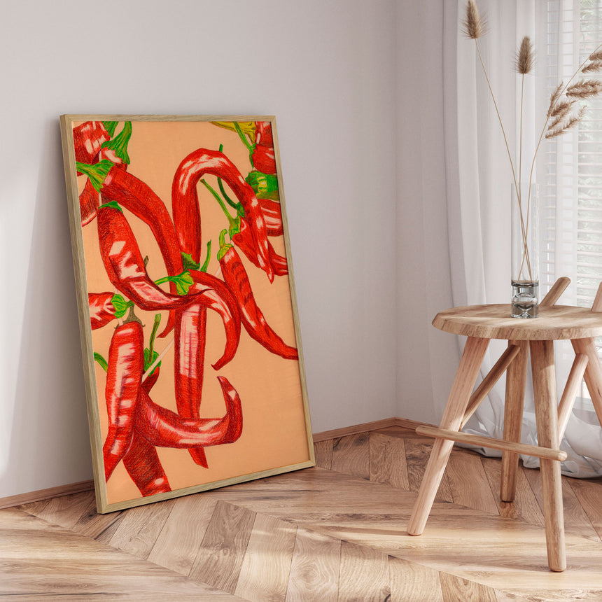 Plakat - Spicy Red Peppers - Viktoriia Saunina