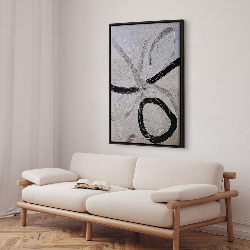 Håndlavet maleri med ramme - Line Study - Alma - Mixed media