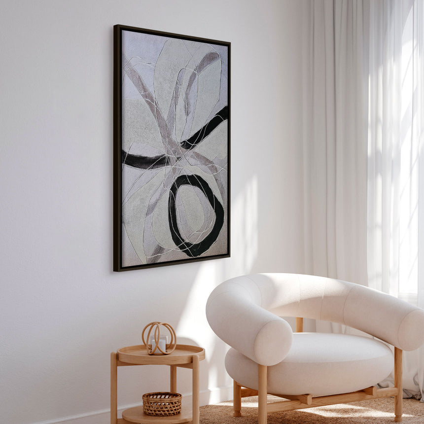 Håndlavet maleri med ramme - Line Study - Alma - Mixed media