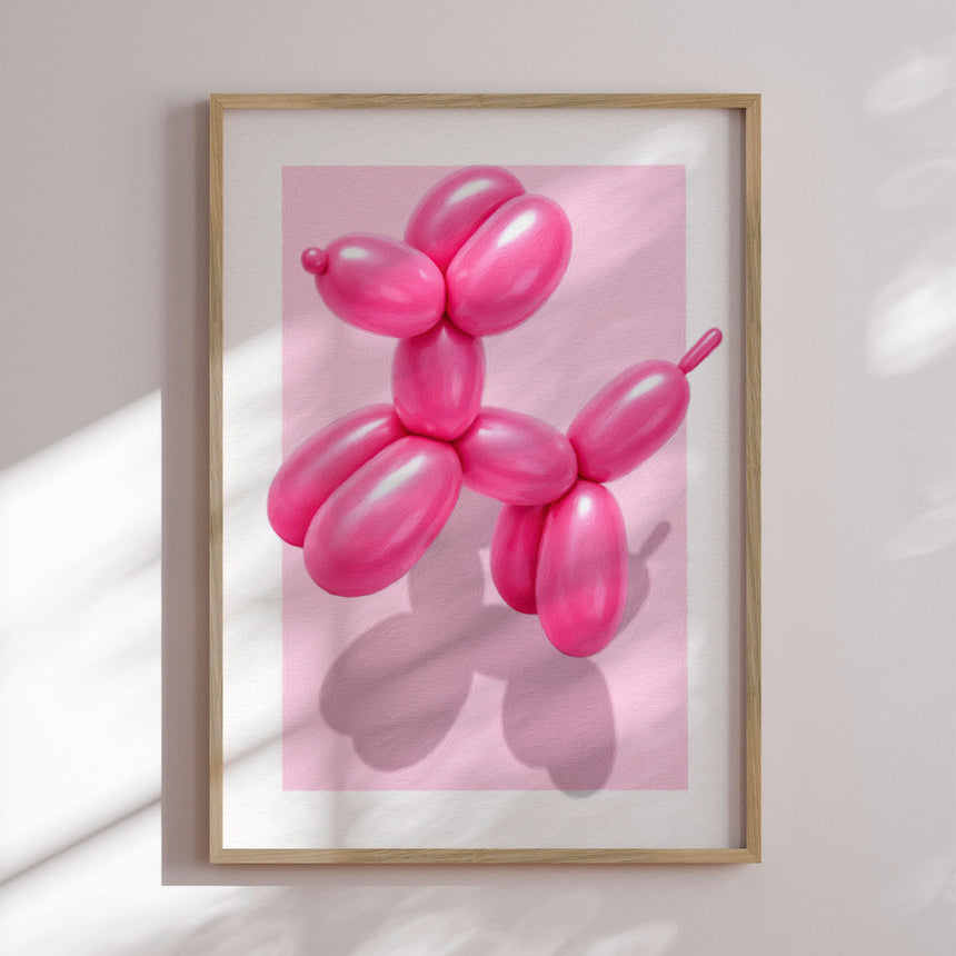 Plakat - Pink Ballon Poodle - Marja van den Hurk