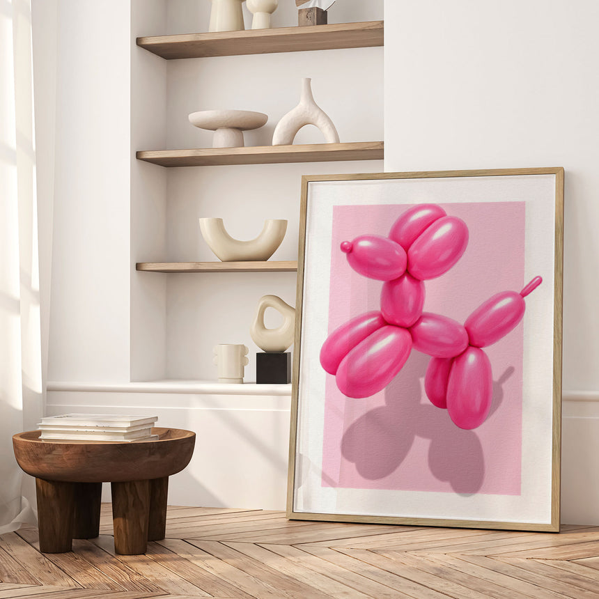 Plakat - Pink Ballon Poodle - Marja van den Hurk