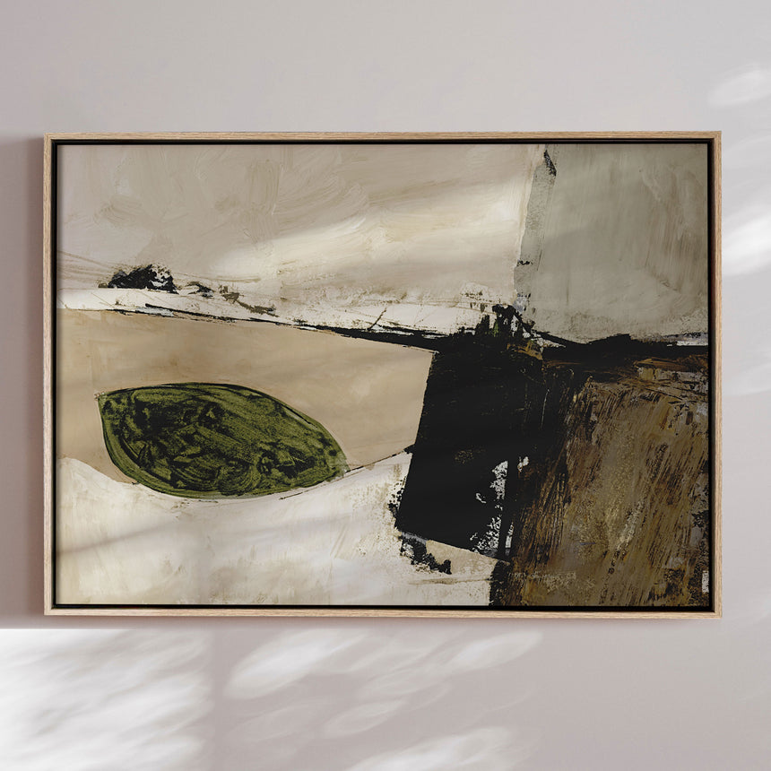Håndlavet maleri med ramme - Earthy Abstract Landscape - Dan Hobday - Mixed Media