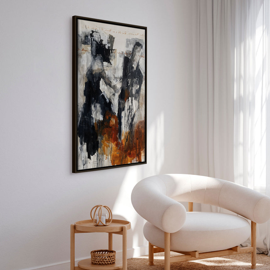 Håndlavet maleri med ramme - Abstract Figures Connection - HUGO - Mixed media