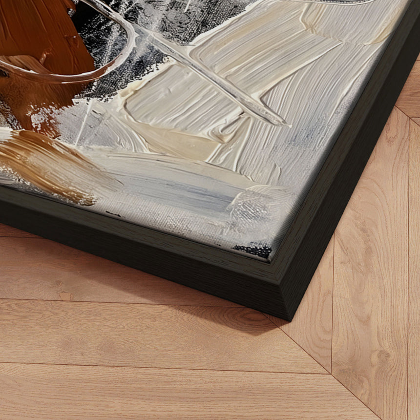 Håndlavet maleri med ramme - Dynamic Textured Abstract - HUGO - Mixed media