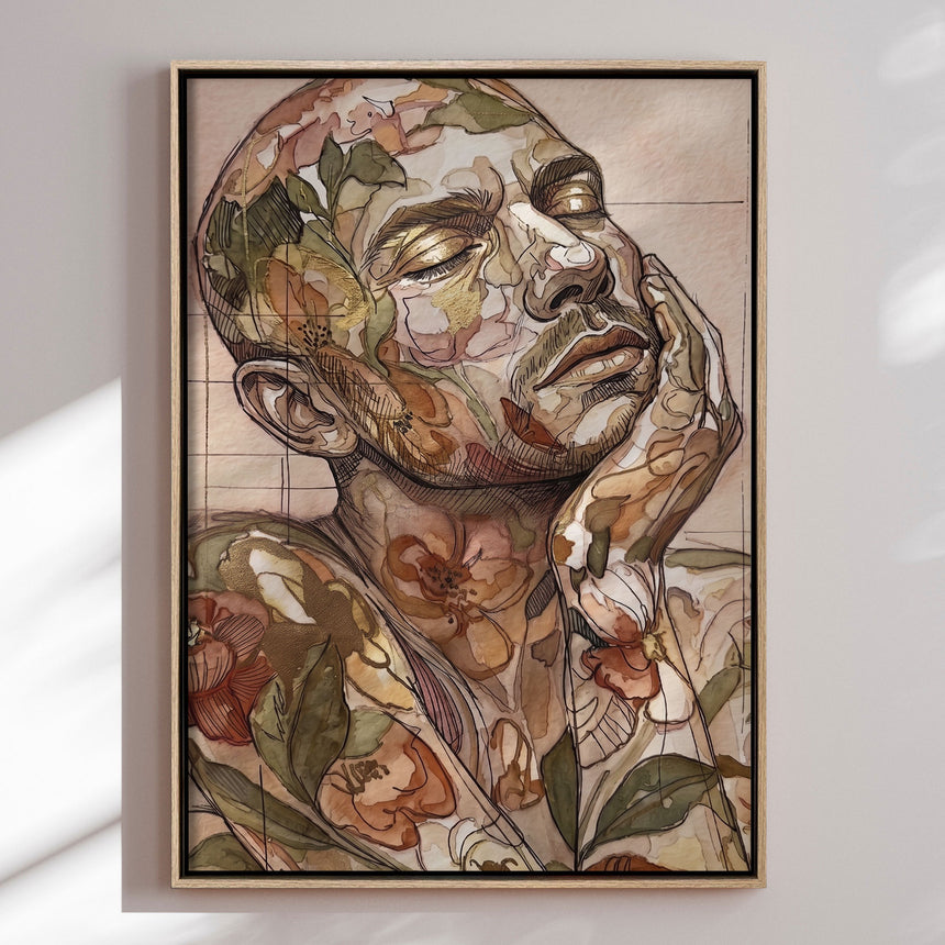 Lærredstryk - Floral Male Face - Julian Cross