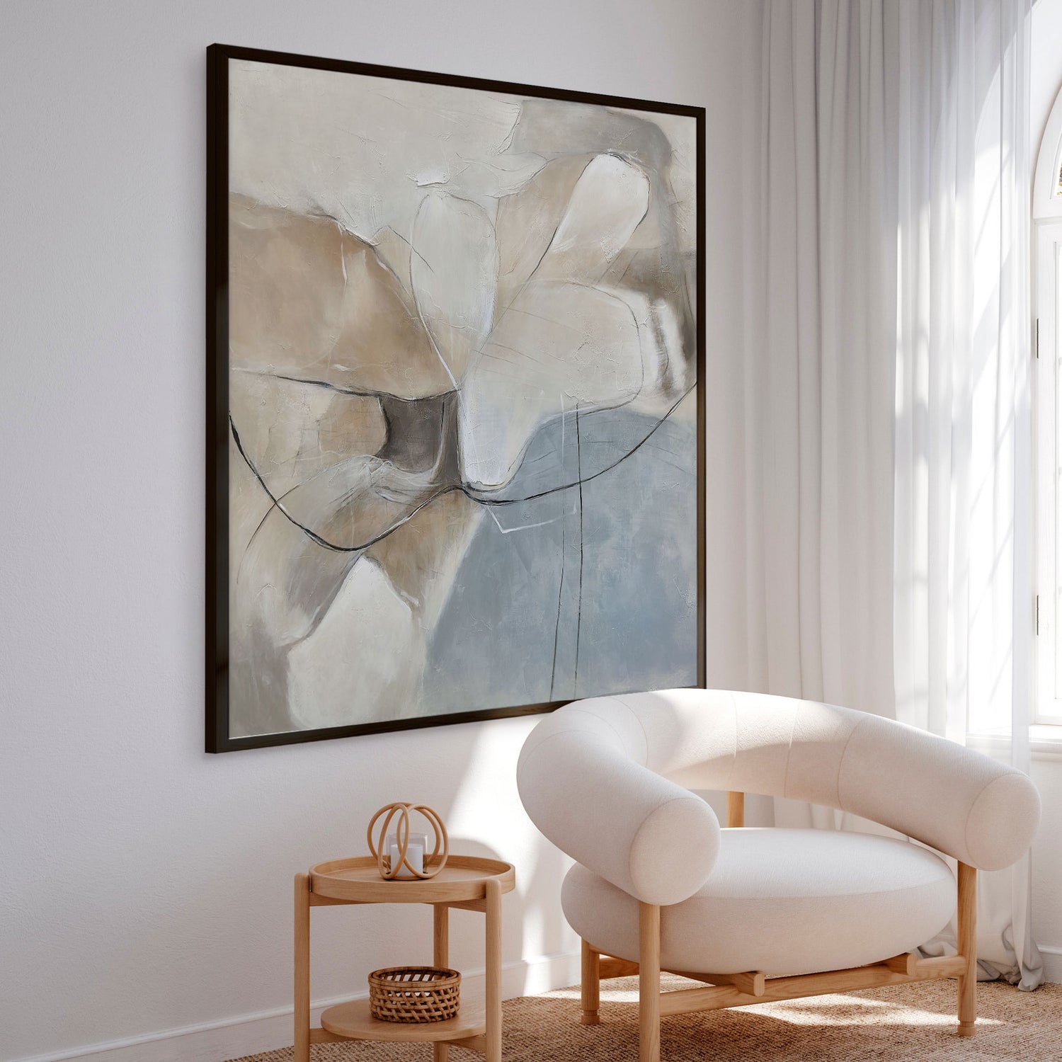 Premium maleri med sort ramme - Wandering Lines - E. Thorne - Incado